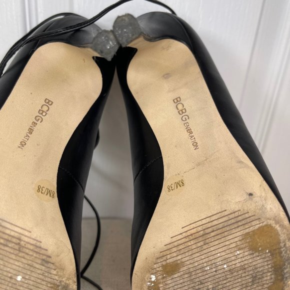 BCBGeneration Black Tully Lace-Up Pump Pointed Toe Stiletto's - 8 - Picture 12 of 13